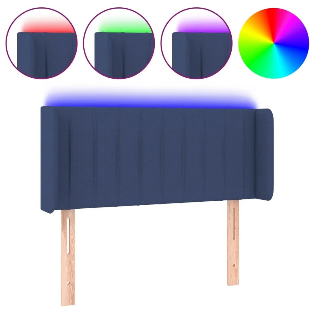 Testiera a led blu 93x16x78/88 cm in tessuto