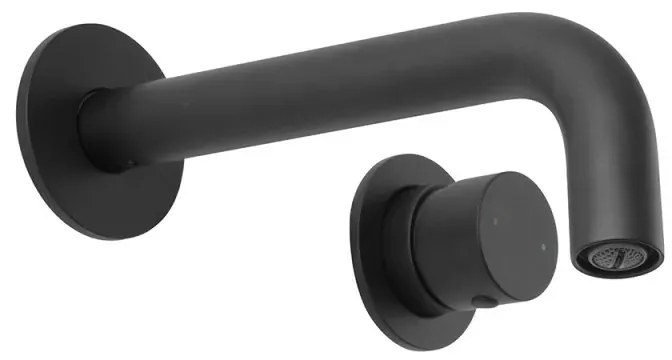 Miscelatore lavabo a muro nero opaco senza leva in acciaio inox Gemini