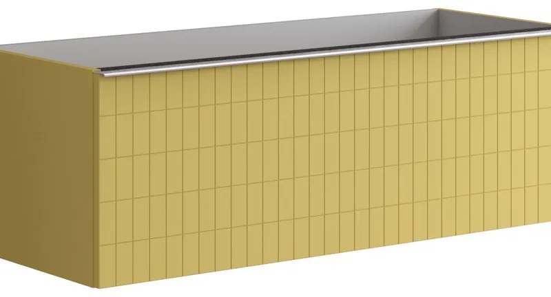 Mobile da bagno sospeso sotto lavabo L 120 x H 40 x P 45.5 cm giallo laccato opaco, 1 cassetto Pixel grid