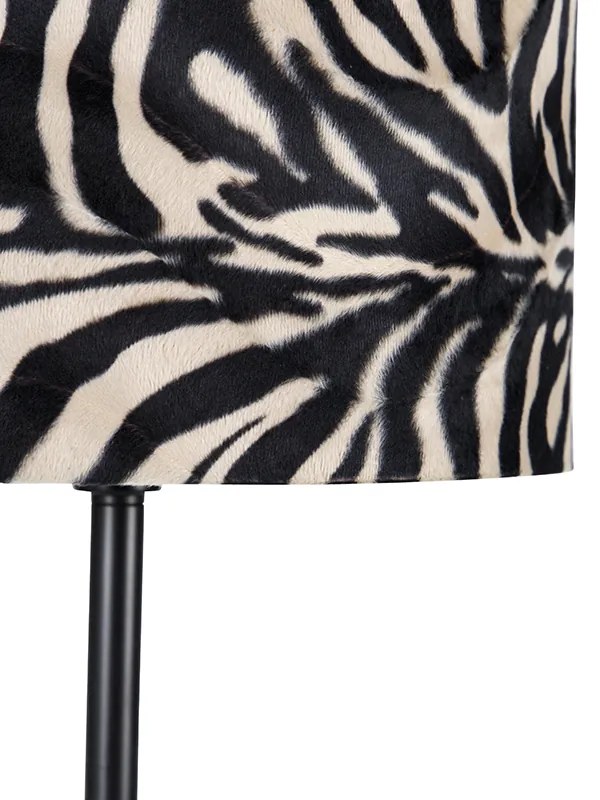 Lampada da terra moderna con paralume in tessuto zebrato nero 40 cm - Simplo