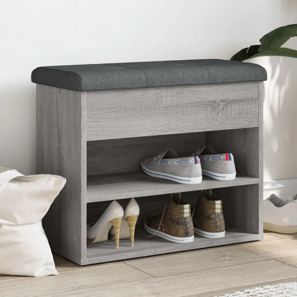 Panca porta scarpe grigio sonoma 62x32x50 cm legno multistrato