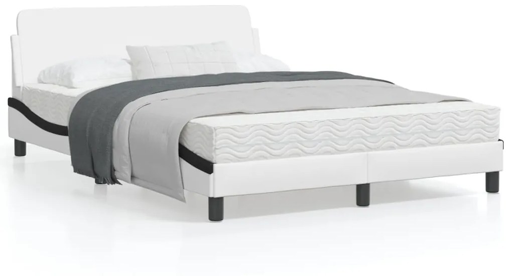 Giroletto Con Testiera Bianco E Nero 140x190 Cm İn Similpelle /