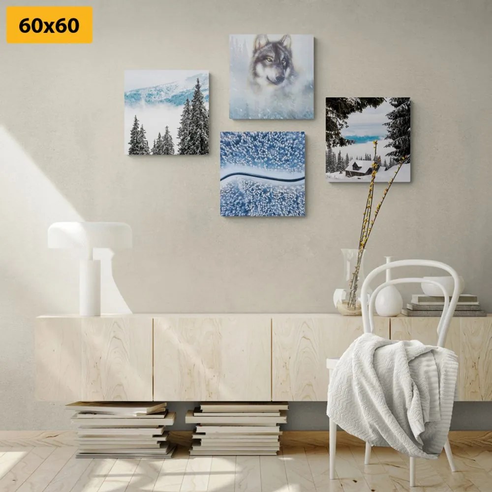 Set di quadri – Lupo nel bosco misterioso