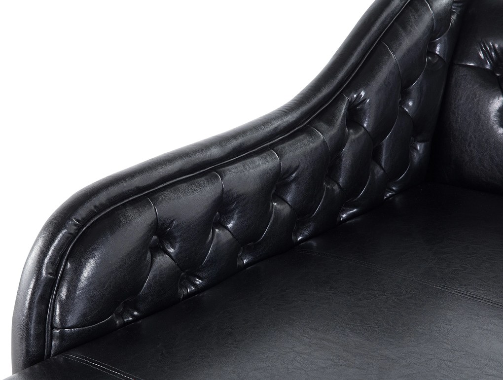 Chaise longue vintage destra in pelle sintetica nera NIMES Beliani