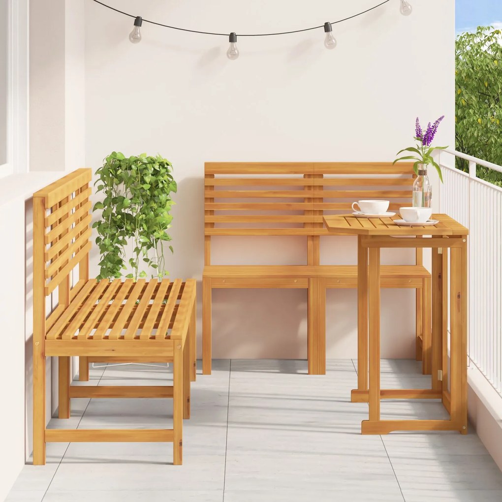 Set da pranzo da giardino 5 pezzi in legno massello di acacia