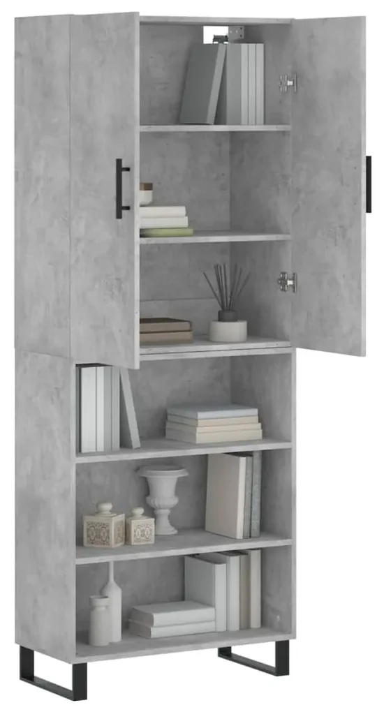 Credenza grigio cemento 69,5x34x180 cm in legno multistrato