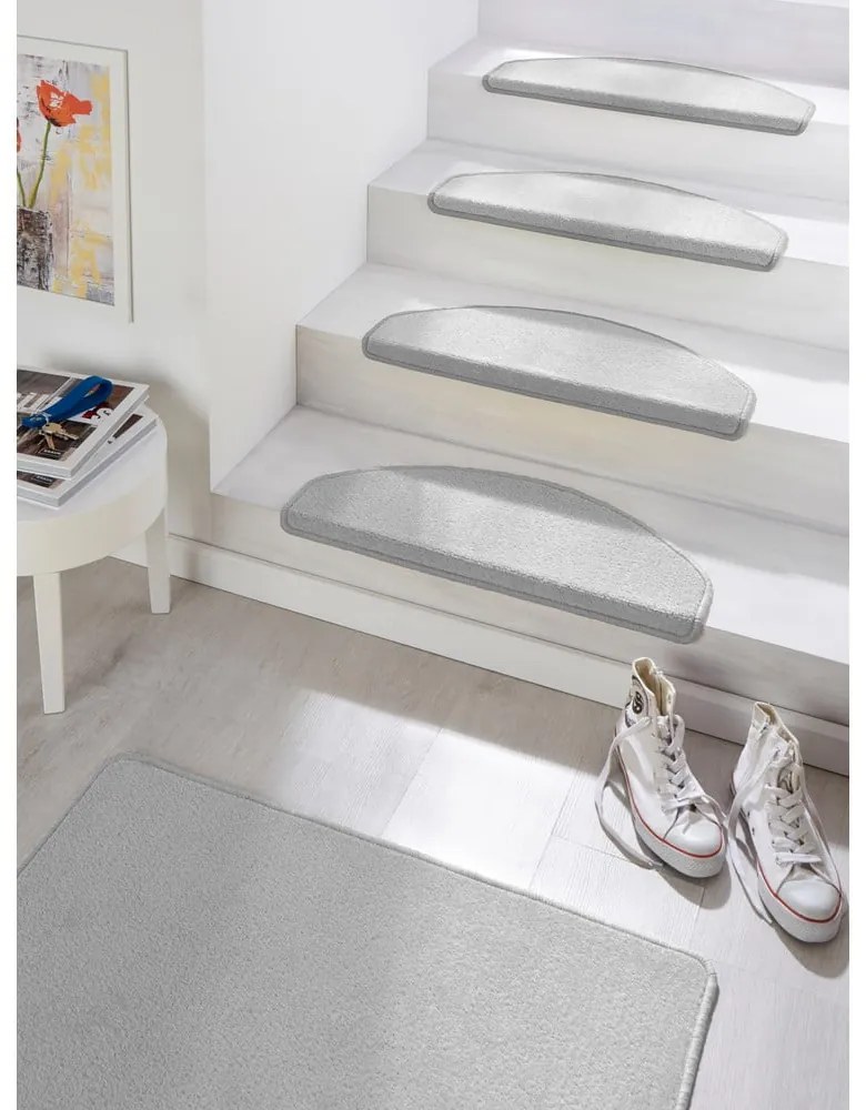 Set di tappeti per scale grigi con strisce adesive 15 pz 23x65 cm Fancy – Hanse Home