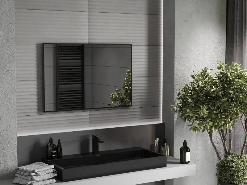 Mexen Loft specchio da bagno rettangolare 90 x 60 cm, cornice nera - 9852-090-060-000-70