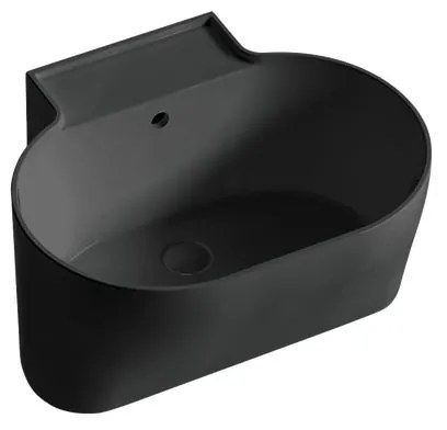 Lavabo da appoggio Tino COLAVENE ovale in ceramica L 60 x H 35 x P 50 cm nero opaco piletta non inclusa