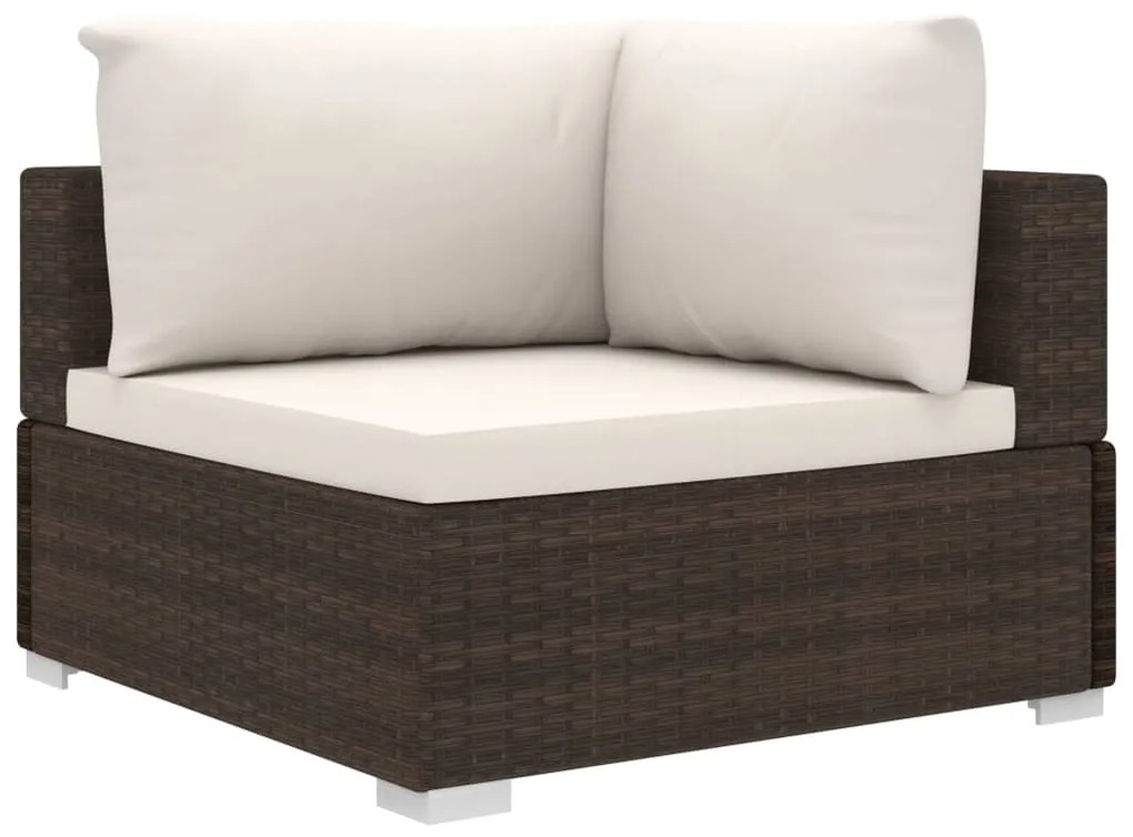 Set divani da giardino 4 pz con cuscini in polyrattan marrone