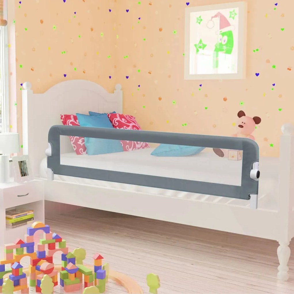 Sponde Letto di Sicurezza Bambini Grigio 120x42cm Poliestere