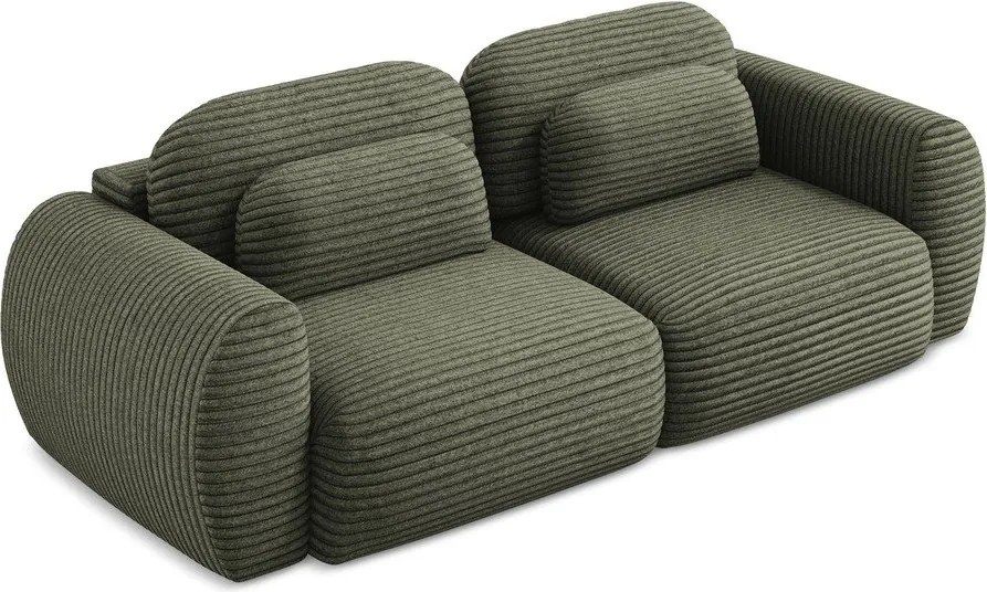 Divano verde allungabile/con contenitore con rivestimento in velluto a coste 266 cm Kini – Makamii