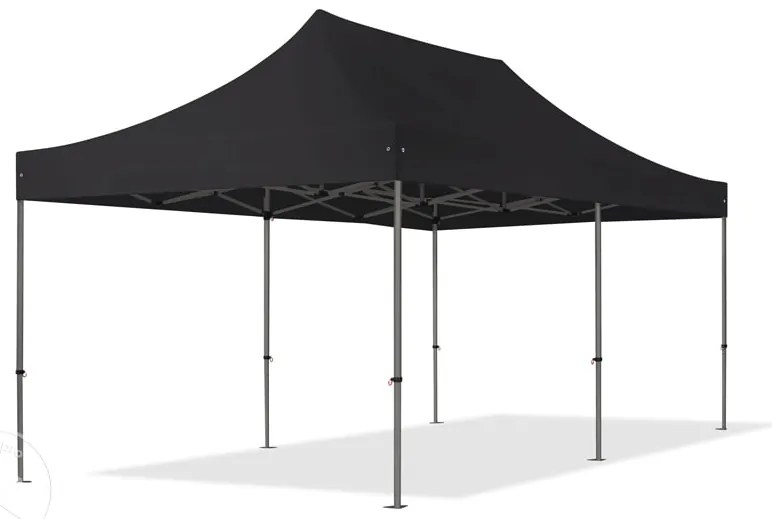 TOOLPORT 3x6 m gazebo pieghevole PVC con laterali (finestre panoramiche), PREMIUM acciaio, nero - (600121)