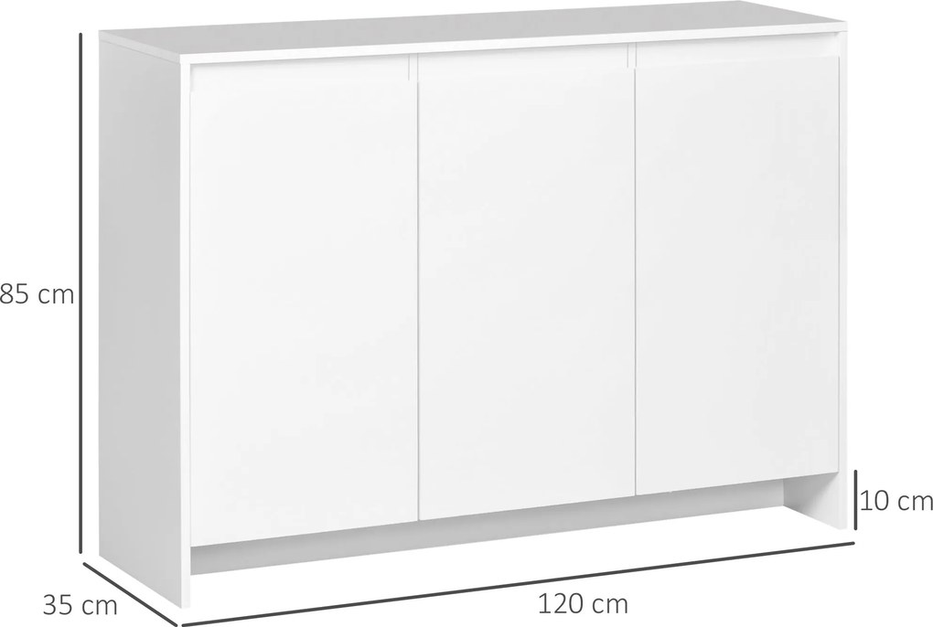 Credenza 12 Ripiani Interni 120x35x85 cm in Truciolato Bianco...