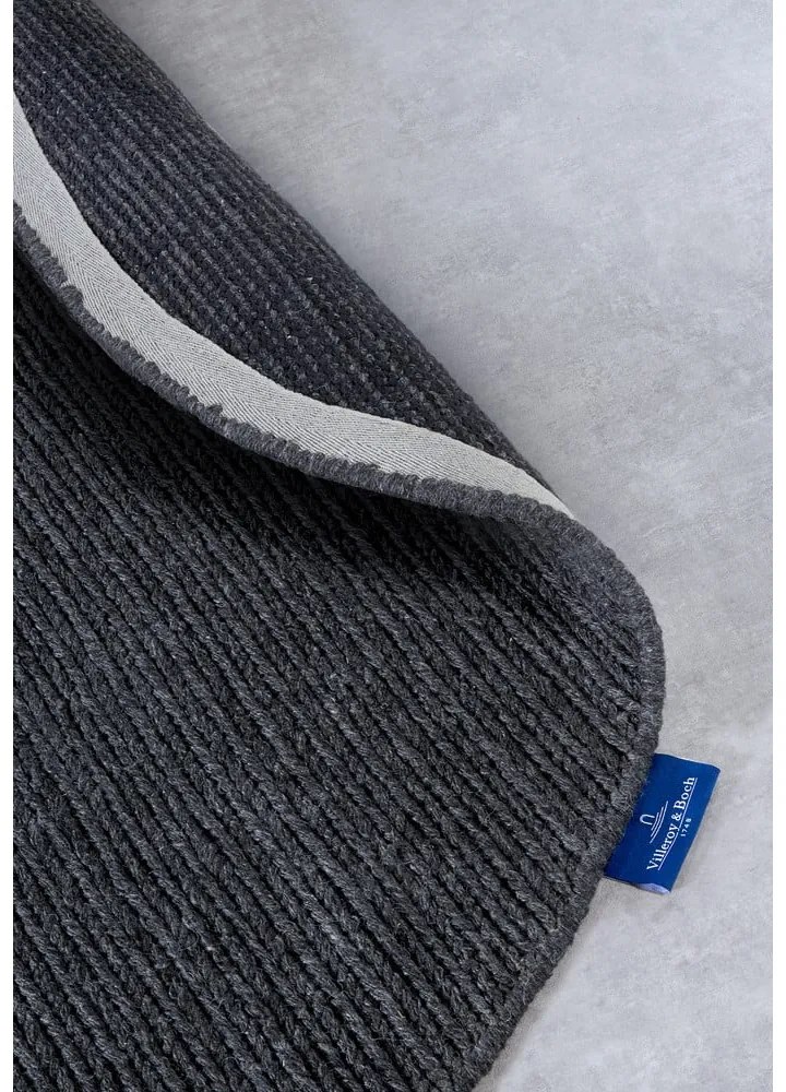 Tappeto rotondo grigio scuro in lana tessuto a mano ø 160 cm Francois - Villeroy&Boch