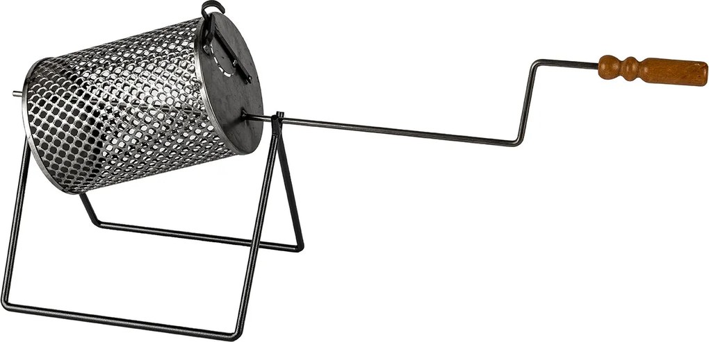 Padella per Castagne Girevole 85xØ18 cm con Supporto Rialzato in Acciaio...