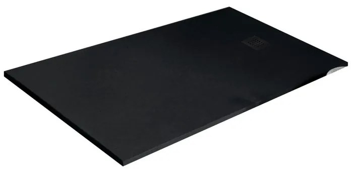 Piatto doccia in resina Strato nero L 140 x L 70 x H 2.8 cm opaco effetto pietra