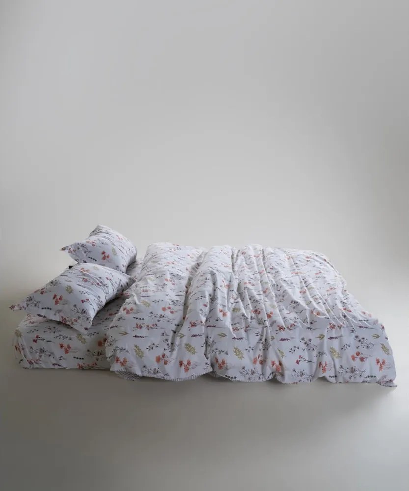 Set copripiumino e federa bianco in cotone renforcé per letto singolo 140x200 cm Floral Dance Autumn – Mila Home Luxury