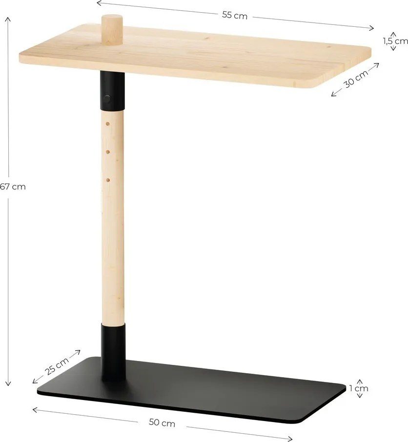 Tavolino in legno di pino 30x55 cm Adjust - Karup Design