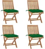 Sedie da Giardino Pieghevoli con Cuscini 4 pz Massello di Teak cod mxl 75222