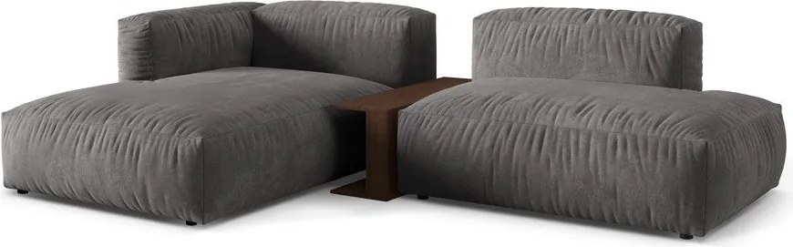 Divano angolare componibile grigio (con penisola a sinistra/con chaise lounge) con rivestimento in velluto Martina – Micadoni