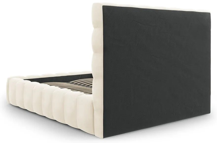 Letto matrimoniale imbottito beige con contenitore con griglia 160x200 cm Bali - Cosmopolitan Design