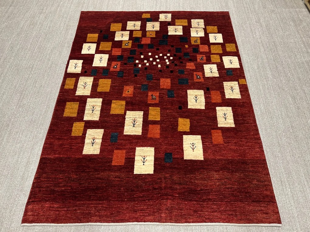 Gashguli Tappeto 150x200 Rosso (Iran) Annodato A Mano