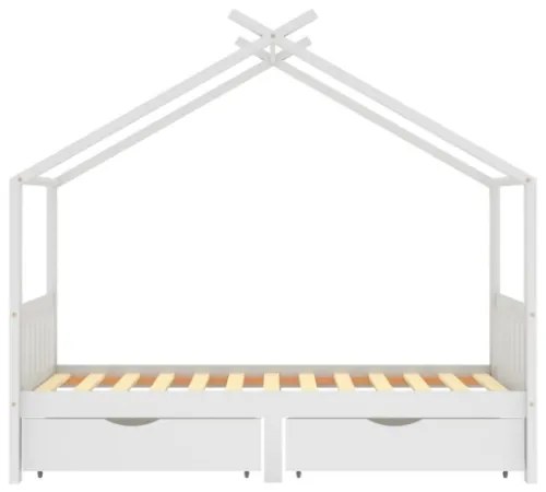 Giroletto Bambini Bianco con Cassetti Massello di Pino 90x200cm