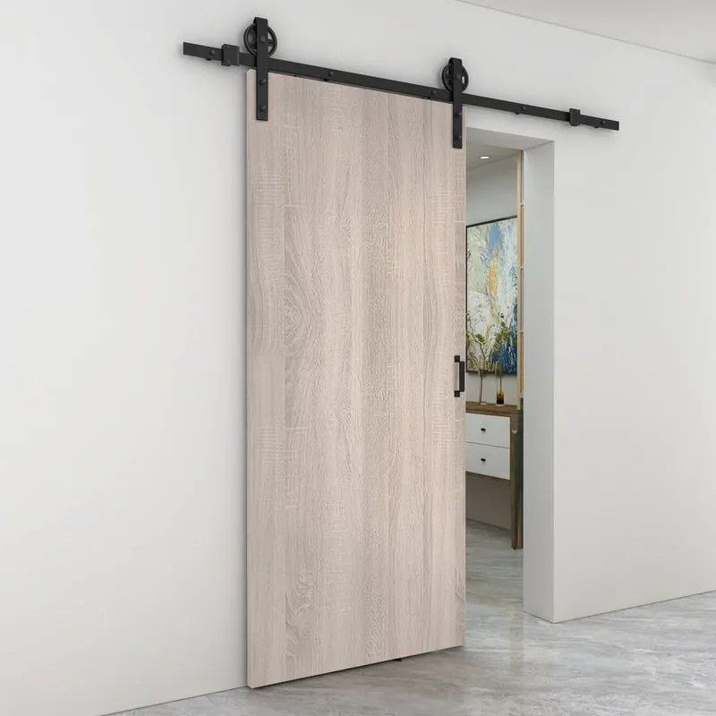 Porta scorrevole reversibile Brush in mdf marrone, L 93 x H 212 cm, con binario Rodeo