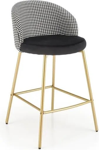 Sgabello da bar imbottito H-113 in bianco/nero