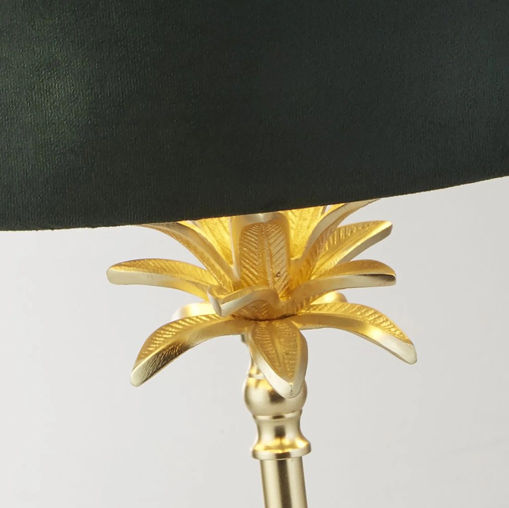 Lampada Da Scrivania Contemporanea Palma Ottone Velluto Verde 1 Luce E27