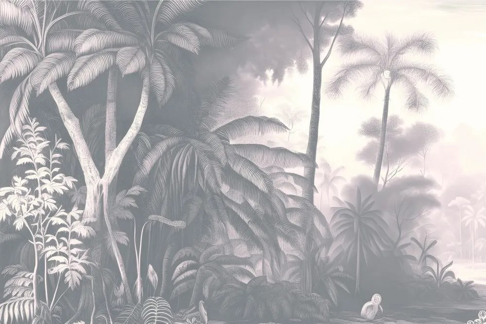 Carta da parati autoadesiva – Palme tropicali delicate