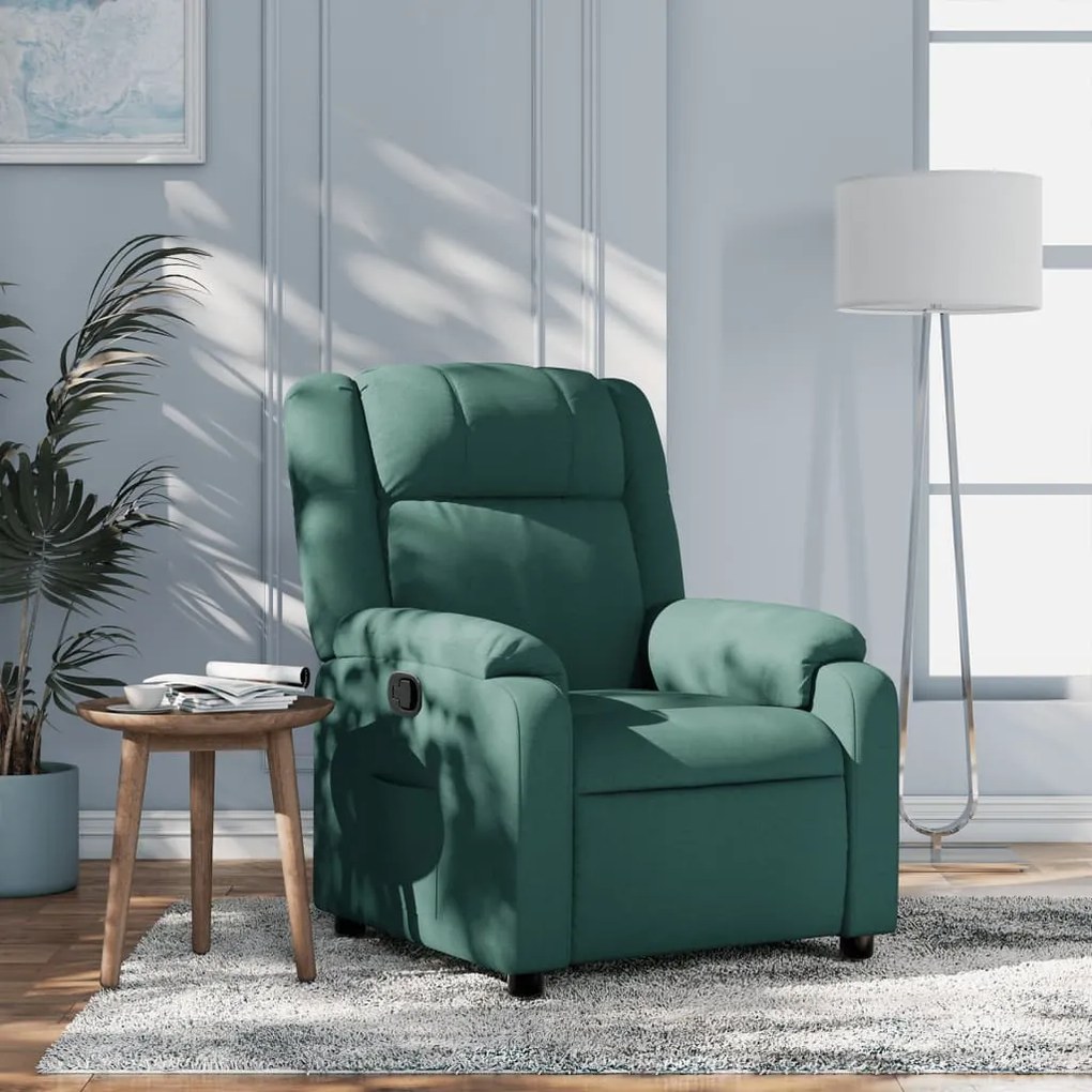 Poltrona Reclinabile İn Tessuto Verde Scuro /