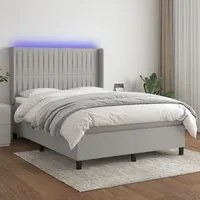 Letto a Molle Materasso e LED Grigio Chiaro 140x190 cm Tessuto 3138469