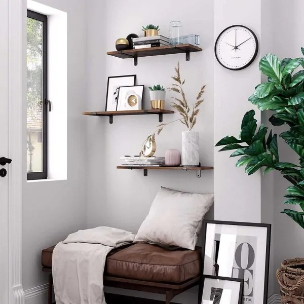 Set di 2 mensole da parete SHELFY marrone/nero