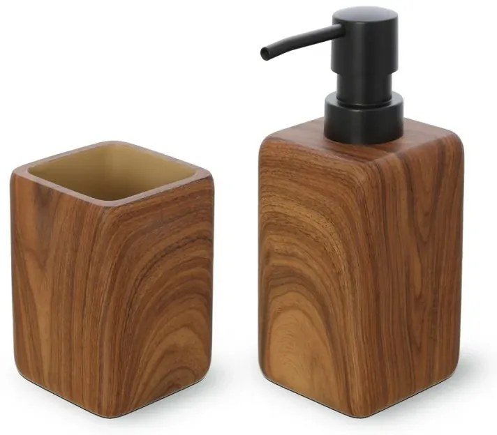 Set accessori bagno 2 pezzi in poliresina effetto legno Radici