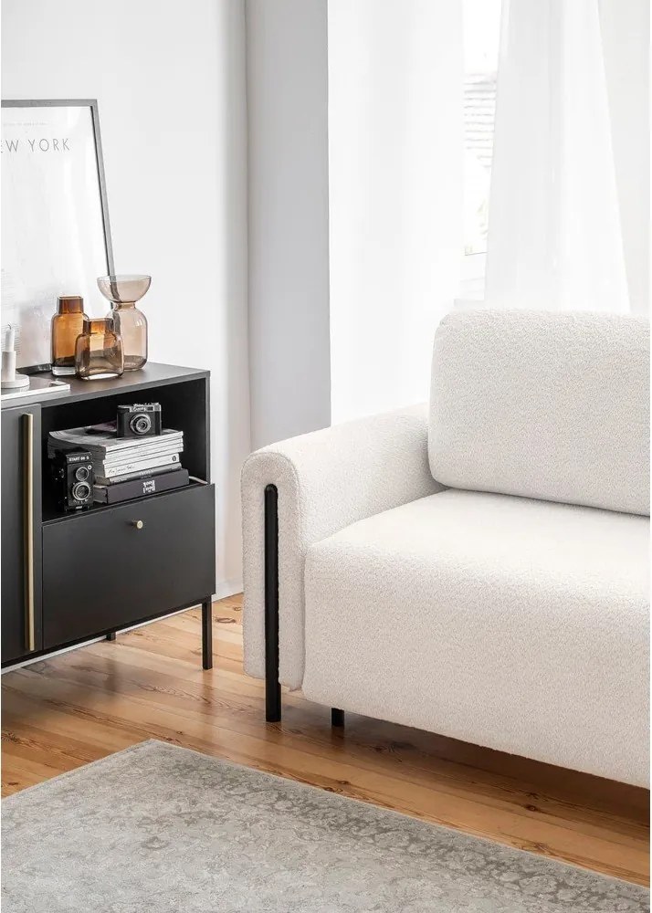 Divano color crema allungabile/con contenitore e rivestimento in bouclé 244 cm Arcadova – ELTAP