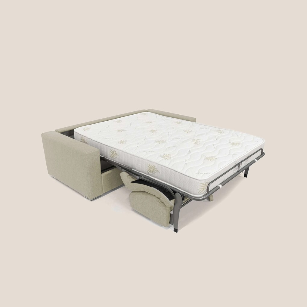 Nixon Divano letto matrimoniale con materasso 20 cm in tessuto impermeabile T03 beige