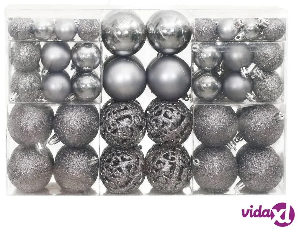 vidaXL Palline di Natale 100 pz Grigie 3 / 4 / 6 cm