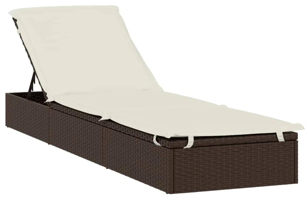 Lettino con Tetto Rotondo Marrone 211x57x140 cm Polyrattan