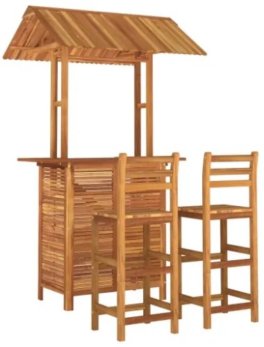 Set da Bar per Giardino 3 pz in Legno Massello di Acacia