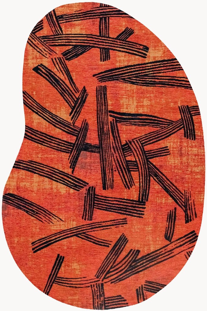 Tappeto jacquard lavabile da interno-esterno dalla forma organica Kanji