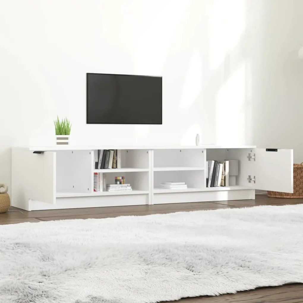 Mobili porta tv 2 pz bianchi 80x35x36,5 cm in legno multistrato