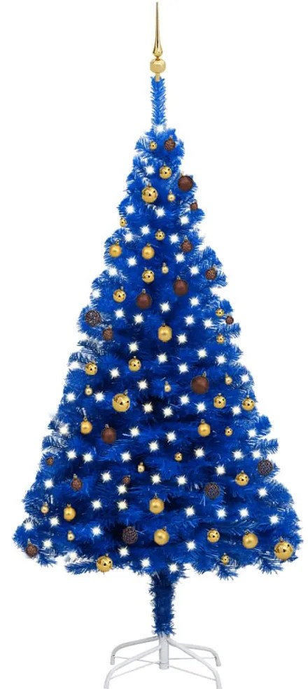 Albero di Natale Preilluminato con Palline Blu in PVC, Albero di Natale Preilluminato con Palline Blu 240 cm PVC II