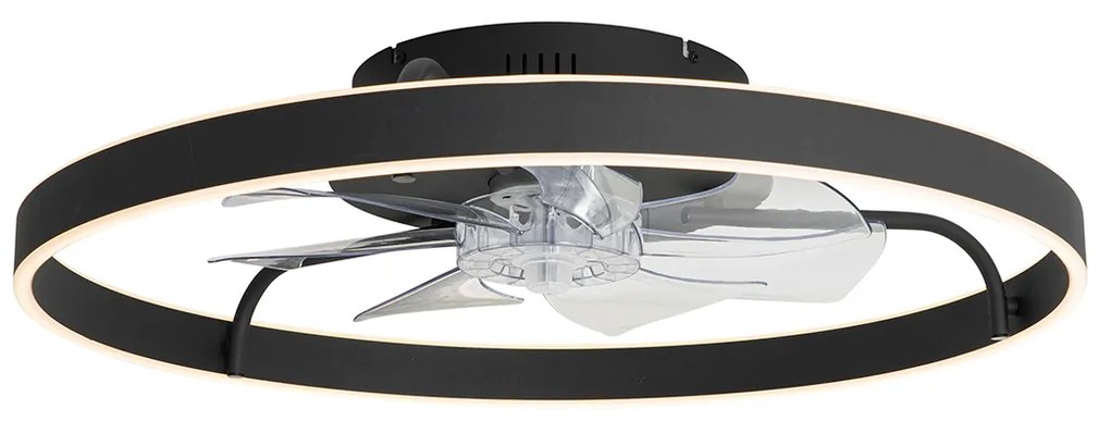 Ventilatore da soffitto nero 70 cm con LED dimmerabile e telecomando - Maddy