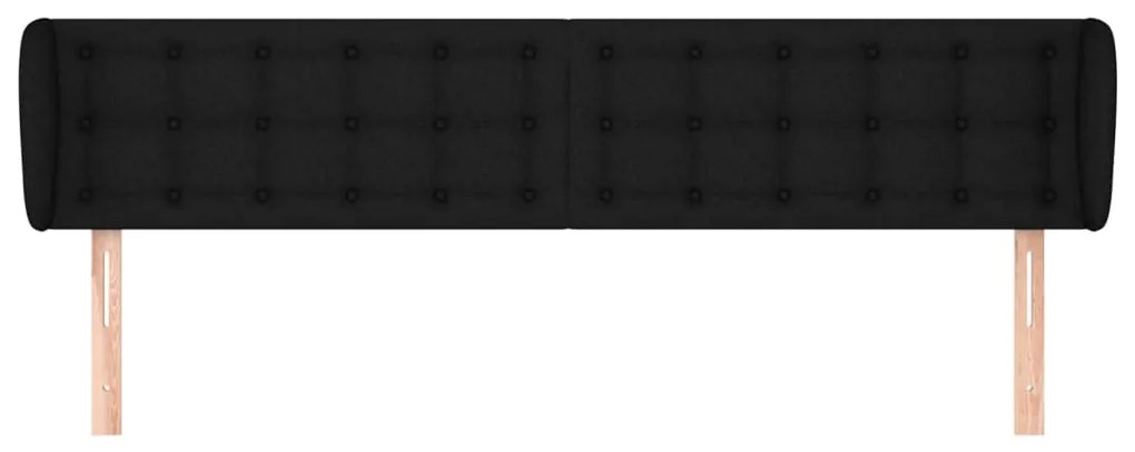 Testiera ad orecchio nera 203x23x78/88 cm in tessuto