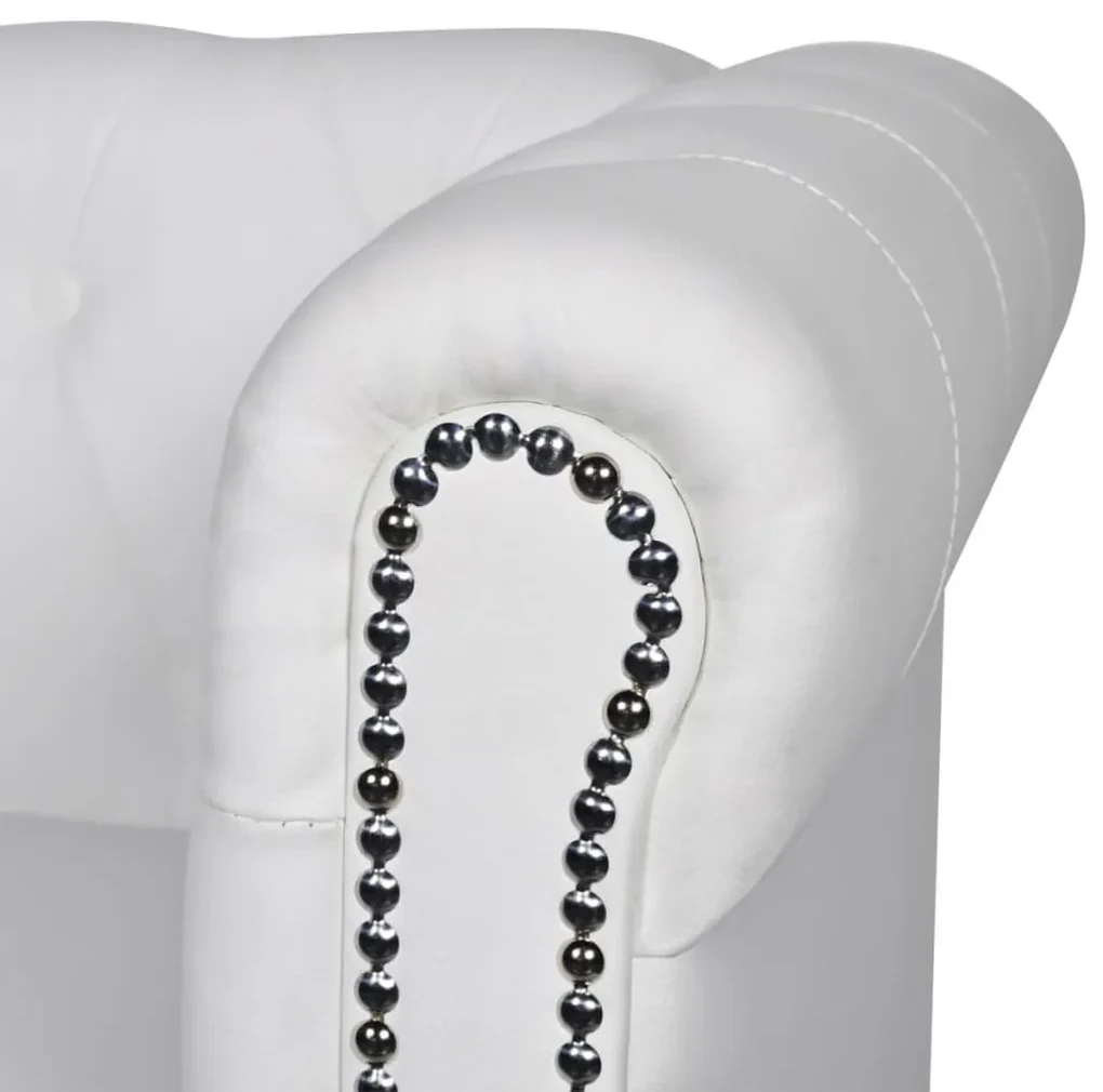 Divano chesterfield a 3 posti in finta pelle bianco