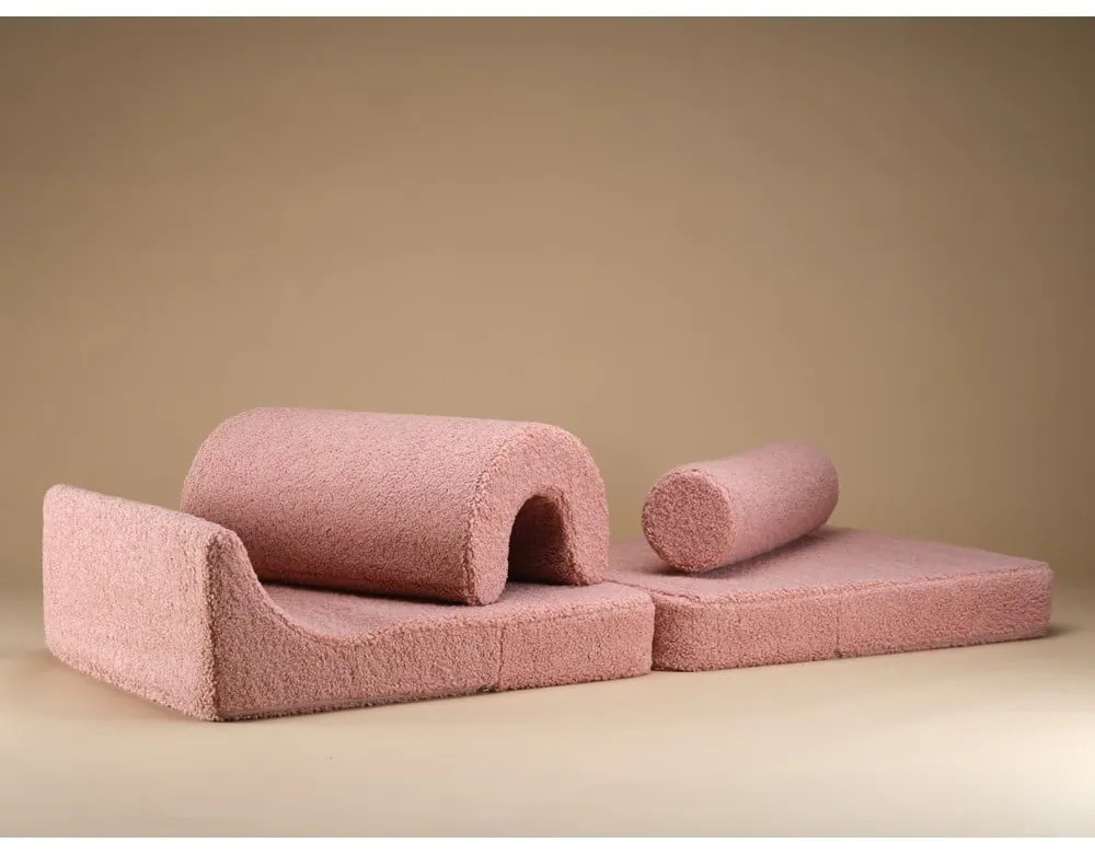 Poltrona per bambini rosa con rivestimento in bouclé Flipster – Wigiwama