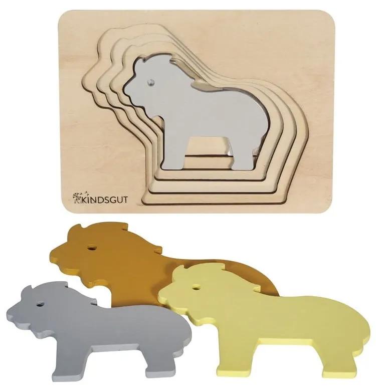 Puzzle a inserimento in legno Lion - Kindsgut