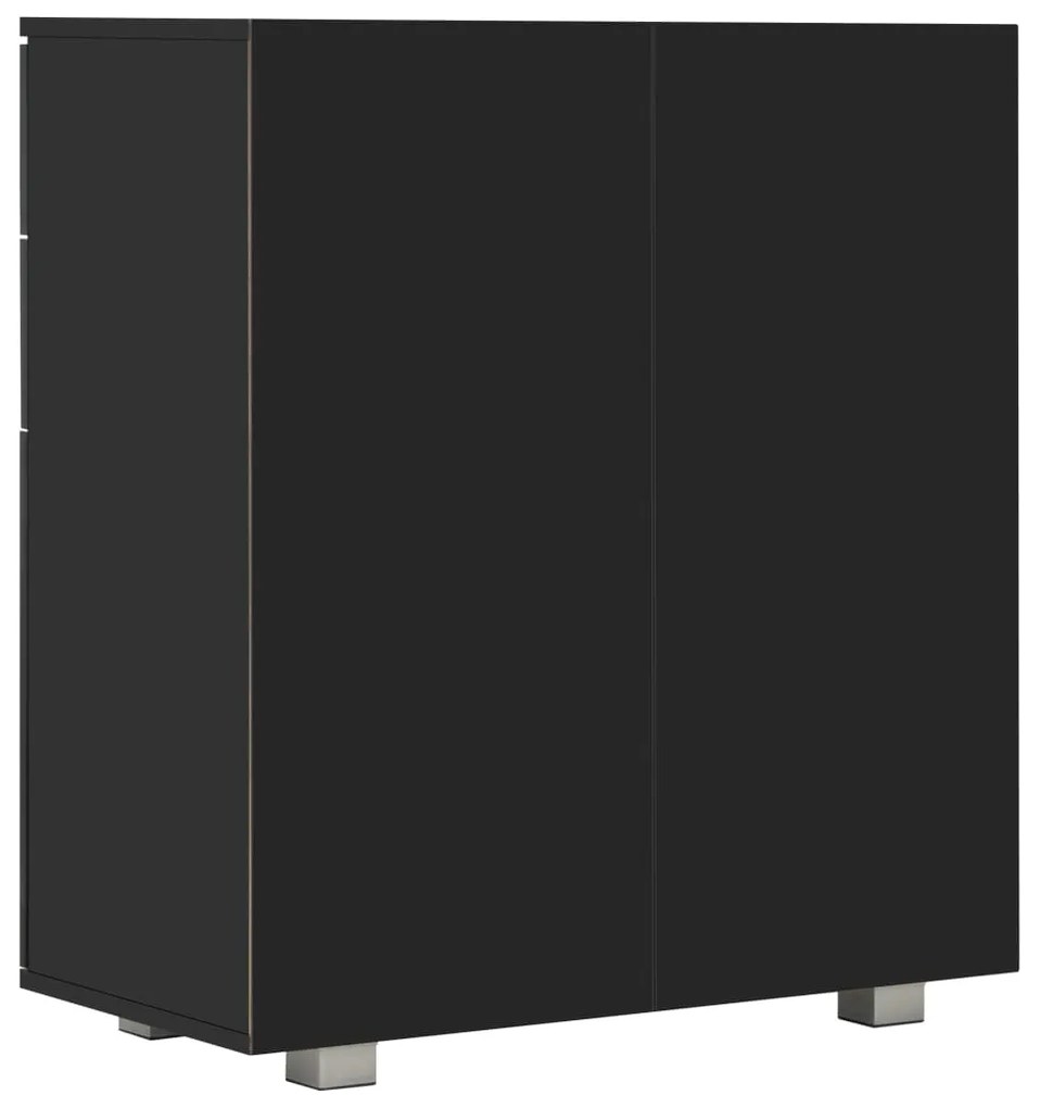 Credenza con finitura lucida nera 71x35x80 cm in truciolato